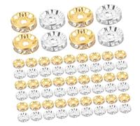 AKOOSY 200pcs Rondelle Spacer Beads for Jewelry Making Silver and Gold Rhinestone Charm Beads Durable and Easy to Install for Necklace Bracelet Earring DIY Crafting