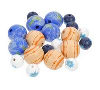 AKOOSY 20pcs Large Hole Round Wooden Beads for DIY Jewelry Making Craft Beads Safe Durable for Bracelet Necklace and Home Decoration Planet Design