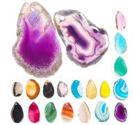 AKOOSY 20Pcs Natural Agate Slices Pendants DIY Jewelry Making Accessories, Irregular 30-50Mm Colored Wind Chime Charms for Necklace and Earring Craft