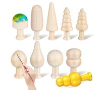 AKOOSY 20pcs Unfinished Wooden Mini Trees DIY Graffiti Crafts Easter Decorations Wood Christmas Tree Ornaments Creative Woodcrafts Hanging Set