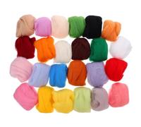 AKOOSY 24Pcs Multi-Colored Soft Felting Wool Roving for DIY Crafts Comfortable Needle Felt Wool Material for Weaving and Handmade Accessories Bulk for Creative Felting Projects