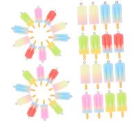 AKOOSY 25pcs Resin Ice Cream Pendant Charms with Gradient Colors for Jewelry Making Creative DIY Keychain and Bracelet Accessories Durable Flat Design for Earrings and Phone Decorations