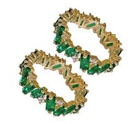 AKOOSY 2Pcs Adjustable Green Zircon Rings for Women Lightweight Minimalist Finger Rings for Engagement Wedding and Special Occasions for Mother Day and Birthdays
