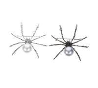 AKOOSY 2pcs Alloy Spider Brooch Pin Pearl Halloween Spider Brooch Pin Fashion Accessories for Women Girls
