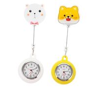 AKOOSY 2pcs Cartoon Nurse Pocket Watch Clip Fob Watch for Women Ergonomic Design for Nurses Doctors and Medical Occasions Fashionable Solid Color Design