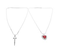 AKOOSY 2Pcs Dainty Heart and Sword Pendant Necklace Set for Couples, Silver Clavicle Chains Delicate Crystal Decoration, Romantic Jewelry Gift for Him and Her on Valentine’S Day