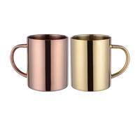 AKOOSY 2pcs Double Walled Stainless Steel Coffee Mugs with Copper Coating, 400ml Capacity, Versatile Metal Cups with Handle for Home and Cafe Use, Elegant Simple Design