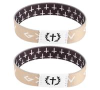 AKOOSY 2pcs Elastic Bible Wristbands Inspirational Christian Scripture Bracelets with Motivational Verses Comfortable Stretch Religious Wristbands for Church Events Spiritual Classroom
