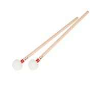 AKOOSY 2pcs Felt Drum Mallets Wood Handles White Felt Heads Red Percussion Drumstick Accessory for Music Performance