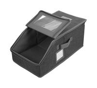 AKOOSY 2pcs Foldable Baseball Cap Storage Boxes with Pvc Window Lid and Zipper Handle, Stackable Hat Organizer Container for Closet Space-saving, Deep Grey Baseball Hat Holder