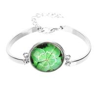 AKOOSY 2pcs Four-leaf Clover Glass Bracelets for Women Lightweight and Comfortable the Touch Stylish Lucky Wrist Jewelry for New Year and Graduation Gifts