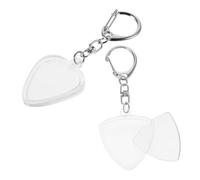 AKOOSY 2pcs Guitar Pick Holder Box Heart Triangle Plectrum Keychain Set Compact Plastic Guitar Plectrum Storage for Travel, Practice, and Performance