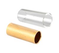 AKOOSY 2pcs Guitar Slide Bars Metal and Glass for Electric Acoustic Bass Guitars Ergonomic Finger Guard Protection Polished Smooth Surface for String Safety Stylish Musical Instrument
