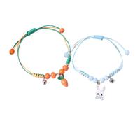 AKOOSY 2Pcs Handmade Braided Couple Bracelets, Rabbit and Carrot String Wristbands, Simple Adjustable Promise Wrist Chains for Couples and Students