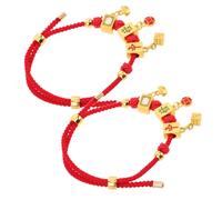 AKOOSY 2pcs Handmade Braided Mahjong Bracelet Chinese Style Lucky Wristbands with Stretchy Bangle Design Unique Feng Shui Accessory for Mahjong Players and Luck Gift
