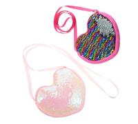AKOOSY 2Pcs Heart Shaped Sequin Crossbody Purse for Vibrant and Pink Rhinestone Shoulder Bags Cute Mermaid Style Handbags for Carry Coins and Small Treasures