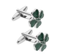 AKOOSY 2pcs Irish Heart Four Leaf Clover Alloy Cufflinks for Men Classic Stylish Shamrock Design Comfortable Formal and Casual Wear Unique Lucky Jewelry for Business and Party Events