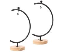 AKOOSY 2pcs Iron Hanging Hook Stand for Globe Ball Display, Terrarium Planter Support, Black Metal Ornament Holder for Home Decoration and Festive Decor, Sturdy and Elegant Design