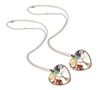 AKOOSY 2pcs Life Tree Heart Shape Necklaces for Women Handmade Wire Wrapped Natural Stone Jewelry Vintage Wire Wrapped Tree of Life Pendant Necklaces