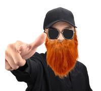 AKOOSY 2pcs Lightweight Comfortable Fake Beards for Party Use, Long Flannelette Material with Realistic Modeling in Blue and Brown, Funny Costume Accessory