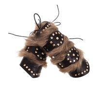 AKOOSY 2pcs Medieval Cosplay Accessories Retro Renaissance Faux Leather Wristband Arm Guard with Studded Fuzzy Texture for Men Women Historical Costume Stage Performances