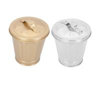 AKOOSY 2Pcs Mini Iron Trash Bin with Lid Small Desktop Garbage Can for Kitchen Office Bedroom Lightweight Tiny Waste Holder with Sturdy Construction and Compact Design Random Color