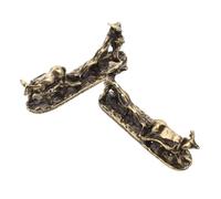 AKOOSY 2pcs Miniature Brass Farmer Figurine Antique Tabletop Statue