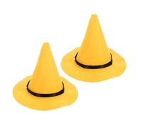 AKOOSY 2pcs Oversized Yellow Felt Wizard Hat for Adults Bendable Pointed Costume Accessory for Halloween Cosplay Festival Parties Unisex Vintage Witch Style