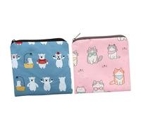 AKOOSY 2pcs Polyester Period Bag Pouch for Cute Sanitary Pad Storage Portable Travel First Menstruation Kit Suitable for School and Outdoor Use with Cartoon Design