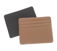 AKOOSY 2pcs PU Leather Credit Card Sleeves Double-Sided Clear Protective Covers for Social Security Bank Id Cards Portable Anti-Theft for Teachers Students Office Use