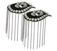 AKOOSY 2pcs Punk Skull Tassel Epaulettes Shoulder Badges Costume Accessories for Uniforms Suits Halloween Parties