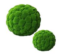 AKOOSY 2pcs Realistic Fake Moss Decorative Balls for Indoor Plants Natural Look Preserved Moss Spheres Ornaments for Home Garden Wedding and Craft Decor