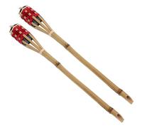 AKOOSY 2Pcs Red Bamboo Torches Outdoor Yard Handmade Festival Party Torches with Oil Lamps for Garden Pathway and Camping Decor