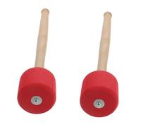 AKOOSY 2pcs Red Drum Mallets Sticks Wood Handle, Bass Drumsticks for Percussion Instruments, Professional Hand Drum Stick Set for Performance and Practice