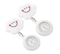 AKOOSY 2pcs Retractable Silicone Nurse Pocket Watch with Smile Hanging Chest Watches for Students and Medical Resistant and Practical Gift