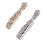 AKOOSY 2pcs Rhinestone Comb Hairpin Elegant Barrette Clips for Women Smooth Surface Hair Accessories for Party Wedding Daily Styling Gold Silver
