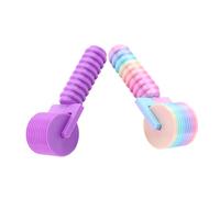 AKOOSY 2pcs Rhinestone Painting Sealing Roller and Drill Flattening Wheel Set for DIY Diamond Art, Plastic Craft Compactor Tools with Colorful and Purple Handles, Suitable for Mosaic