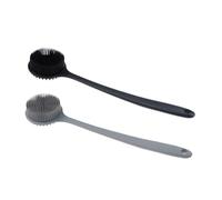 AKOOSY 2pcs Silicone Shower Brush with Long Handle, Comfortable Texture and Improving Bathing Body Scrubber for Deep Back Cleaning and Relaxing