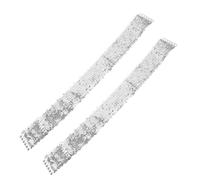 AKOOSY 2pcs Silver Sequin Belt Wide Elastic Waist Cinch Belt for Women Dresses Shiny Stretch Adjustable for Disco Party and Dance Performance