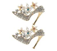 AKOOSY 2pcs Sparkling Crystal High Heel Shoe Brooch Pins with Flower Rhinestone Design, Elegant Lapel Pin Jewelry for Women, Suitable for Shawls and Clothing Accessories