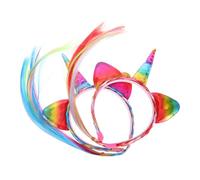 AKOOSY 2Pcs Unicorn Hairband Hair Extensions Headband for Birthday Halloween Party Dress Up Props Magical Costume Accessory