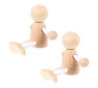 AKOOSY 2Pcs Unpainted Wooden Peg Dolls DIY Craft for Blank Wood Doll Figures for Creative Painting and Handcraft Smooth Texture Lightweight Wood Crafts for Childrens Room Decor