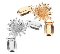 AKOOSY 2pcs Vintage Floral Cloak Clasp Sweater Clips Set, Metal Cardigan Brooch Clips for Women’s Shawl, Scarf and Collar Fastening Accessories, Retro Silver and Gold Tone