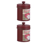 AKOOSY 2Pcs Vintage Red Iron Buckets with Floral Pattern, Creative Photo Props Storage Containers for Home and Garden Planters