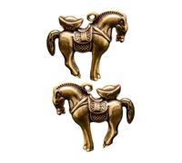 AKOOSY 2pcs Vintage War Horse Keychain Pendant Creative Brass Hanging Adorn Diy Key Accessory Charm for Keyring for Horse Lovers and Everyday Carry