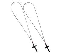 AKOOSY 2pcs Vintage Wooden Cross Rearview Mirror Charm Handcrafted Car Pendant with Natural Wood Texture Spiritual Blessing Ornament for Automotive Interior Accessories Fit for Car