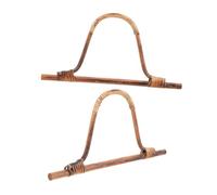 AKOOSY 2pcs Wooden D Shape Bag Handles for DIY Purse Replacement Natural Solid Wood and Rattan Handbag Handles for Crochet and Beach Bags Easy Installation