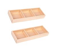 AKOOSY 2pcs Wooden Storage Trays with 3 Lattices Organizer Box for Painting Tools and Utensils, Khaki Vintage Style Storage Tray Suitable for Kitchen Use