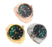 AKOOSY 3 Pcs Creative Mini Finger Ring Watches Set with Roman Numerals, Delicate Dial Decorative Finger Ornament for Women, Rose Gold Gold Silver Colors, Suitable for Everyday Wear and