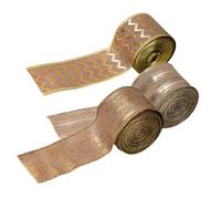 AKOOSY 3 Rolls Burlap Ribbon Wired Edge Rustic Christmas Craft Ribbon for DIY Bow Making Wreaths Wrapping Seasonal Home Decor Farmhouse Linen